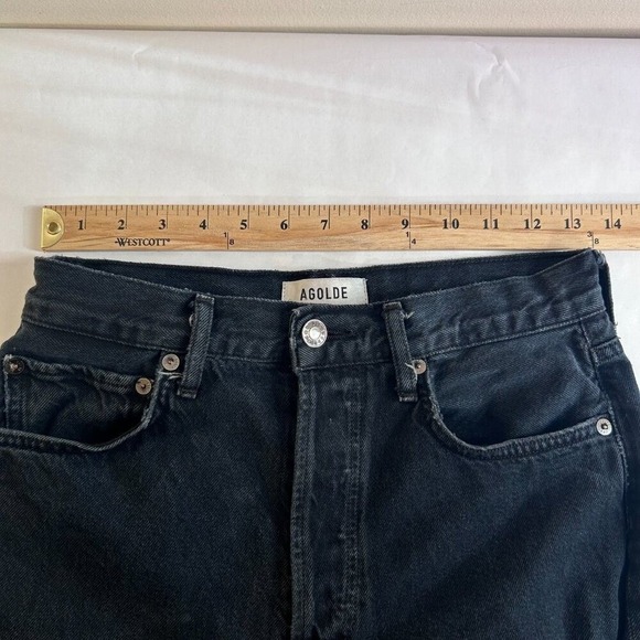 Agolde Straight Leg Jeans Womens 26 Black High Rise Button Fly Denim - Picture 4 of 9